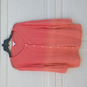 J. Jill Coral Linen Cotton Blend Button Fall Sweater Top Cropped Lightweight 2X